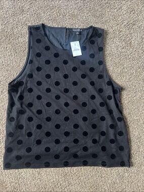 J Crew Black Polka Dot Sleeveless Top